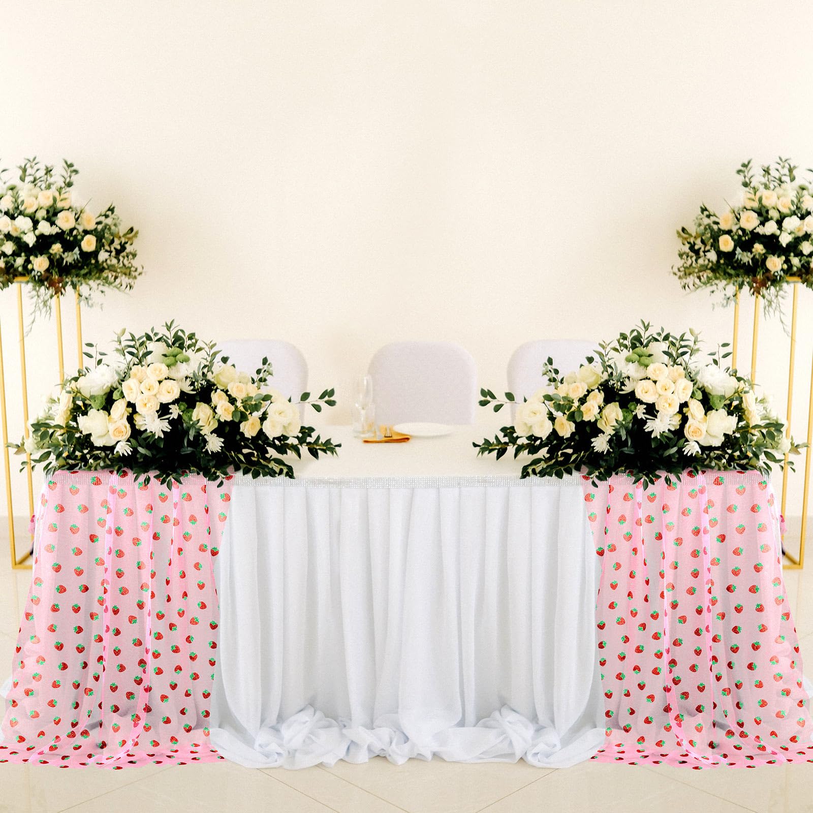 Windkream reusable strawberry glitter tulle table runner for multiple occasions