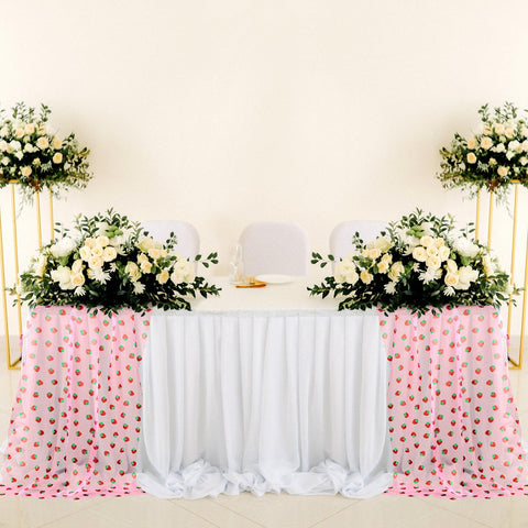 Windkream reusable strawberry glitter tulle table runner for multiple occasions