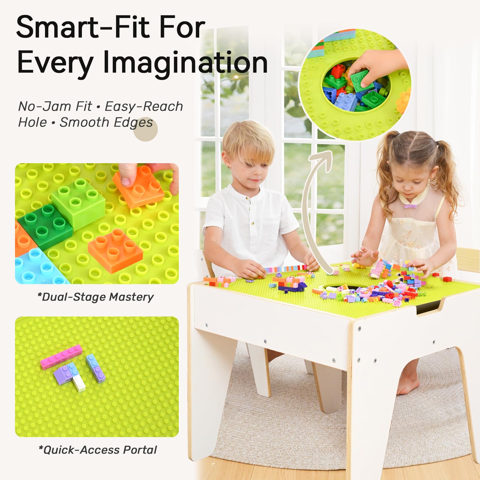 WINGYZ reversible board switches to chalkboard for quick activity changes.