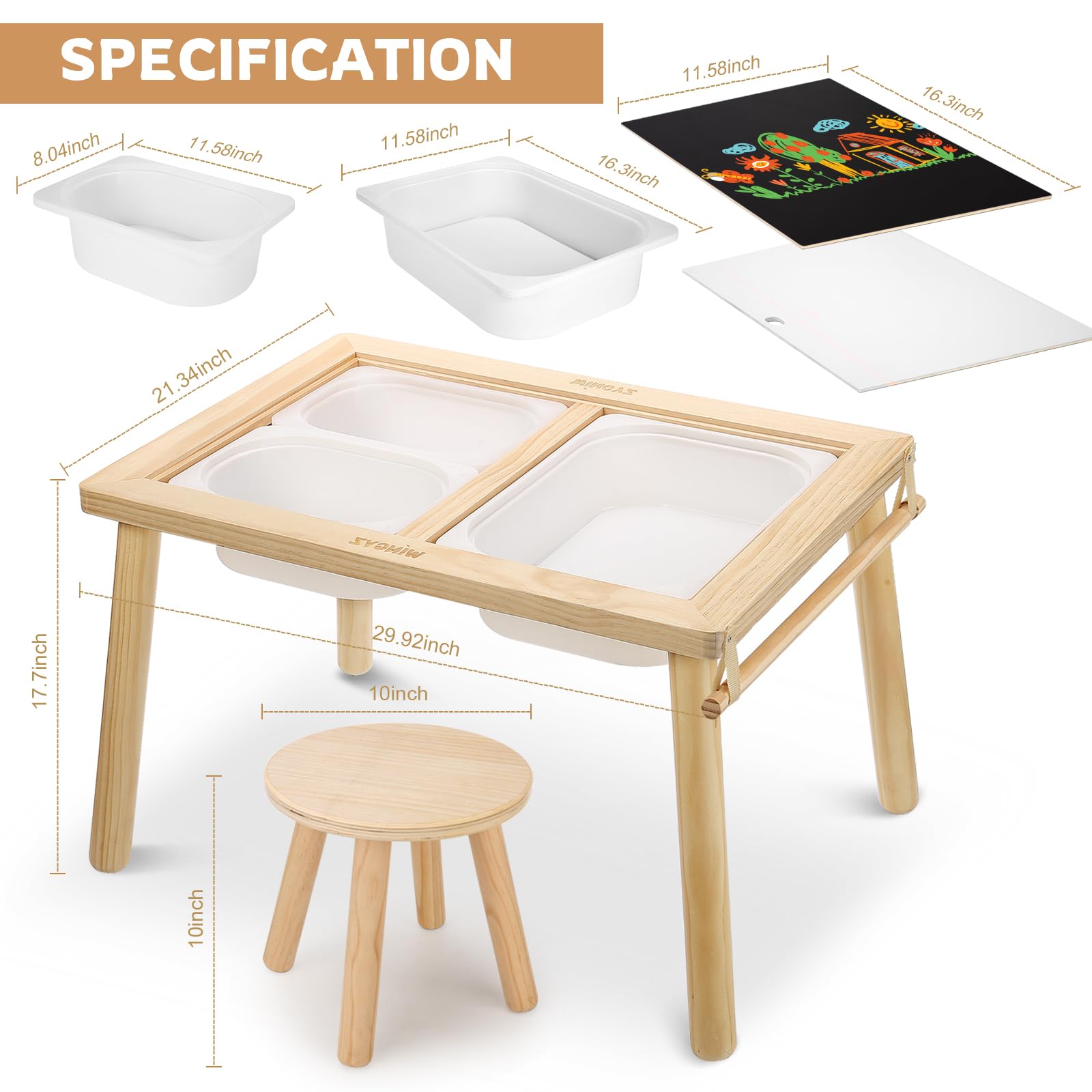 Wingyz Sensory Table and Chair Set paper roller supports art projects and mess containment.