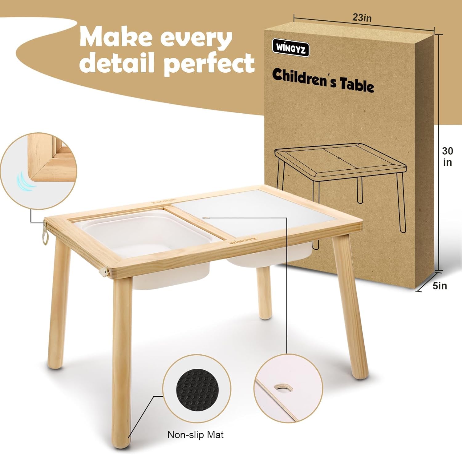 Wingyz table in a bright playroom used for learning and meals