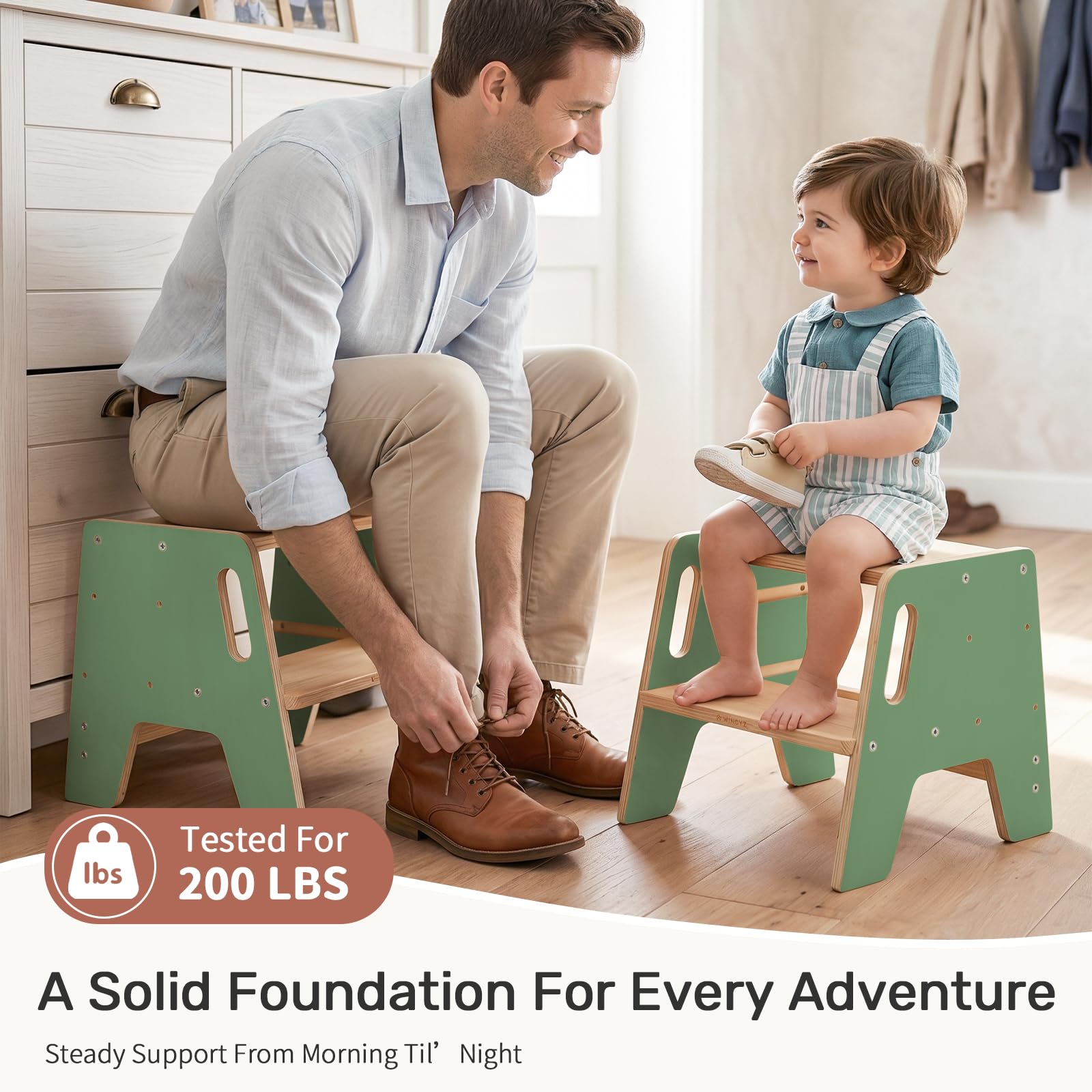 WINGYZ lightweight step stool with dual handles supports easy Montessori independence