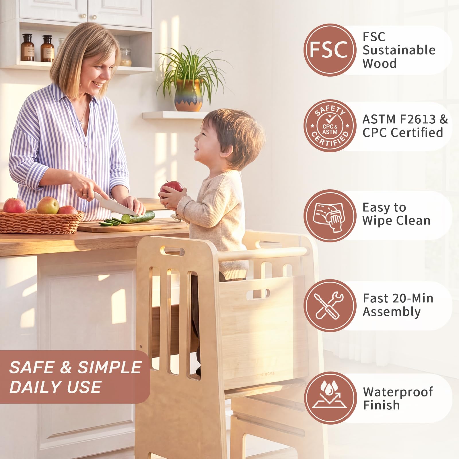 WINGYZ Toddler Tower sliding-door feature transitions from barrier to independent access.
