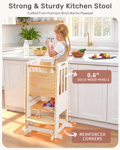 WINGYZ Toddler Tower birch marine plywood finish with natural grain.