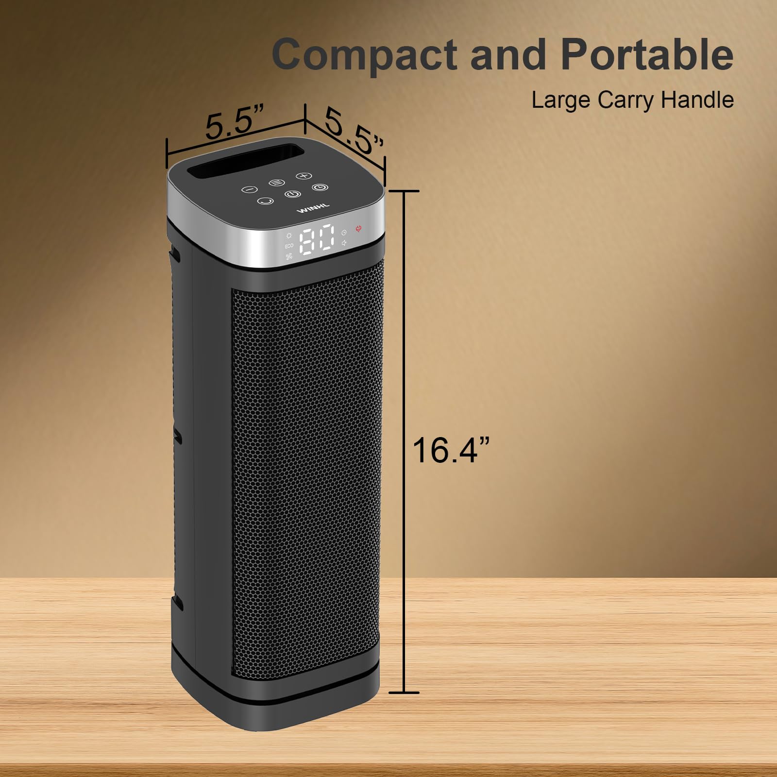 WINHL space heater in a modern office setup for year-round comfort.