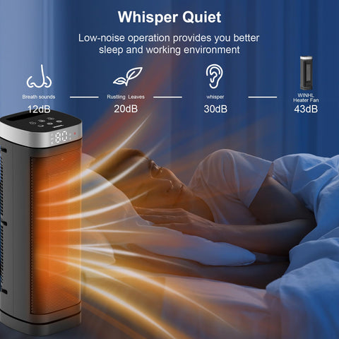 WINHL space heater 70-degree oscillation demonstrates wide heat distribution.