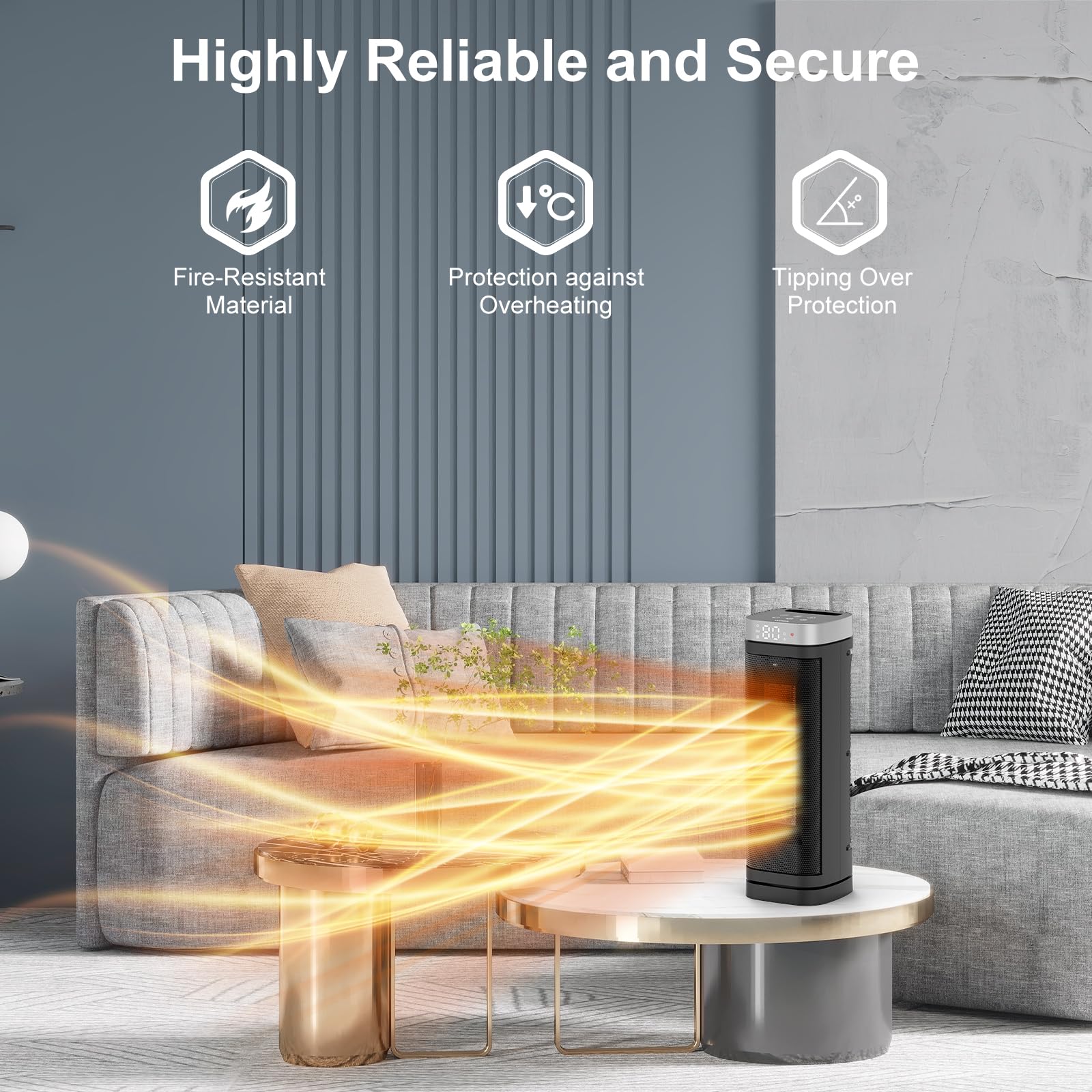 WINHL space heater thermostat display highlights smart temperature management at a glance.