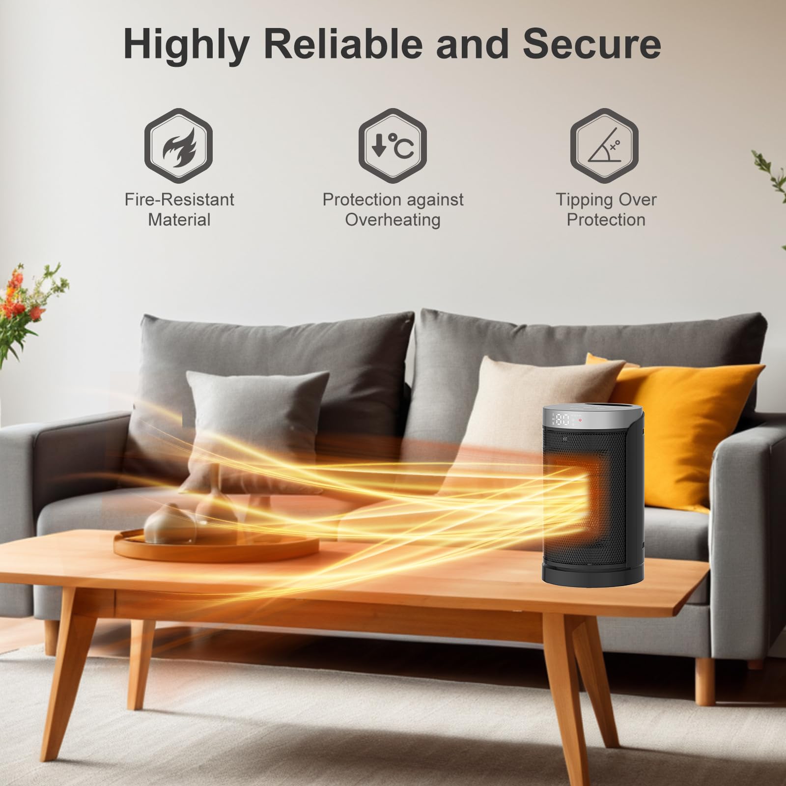 WINHL space heater thermostat settings enable precise comfort for a busy workspace.