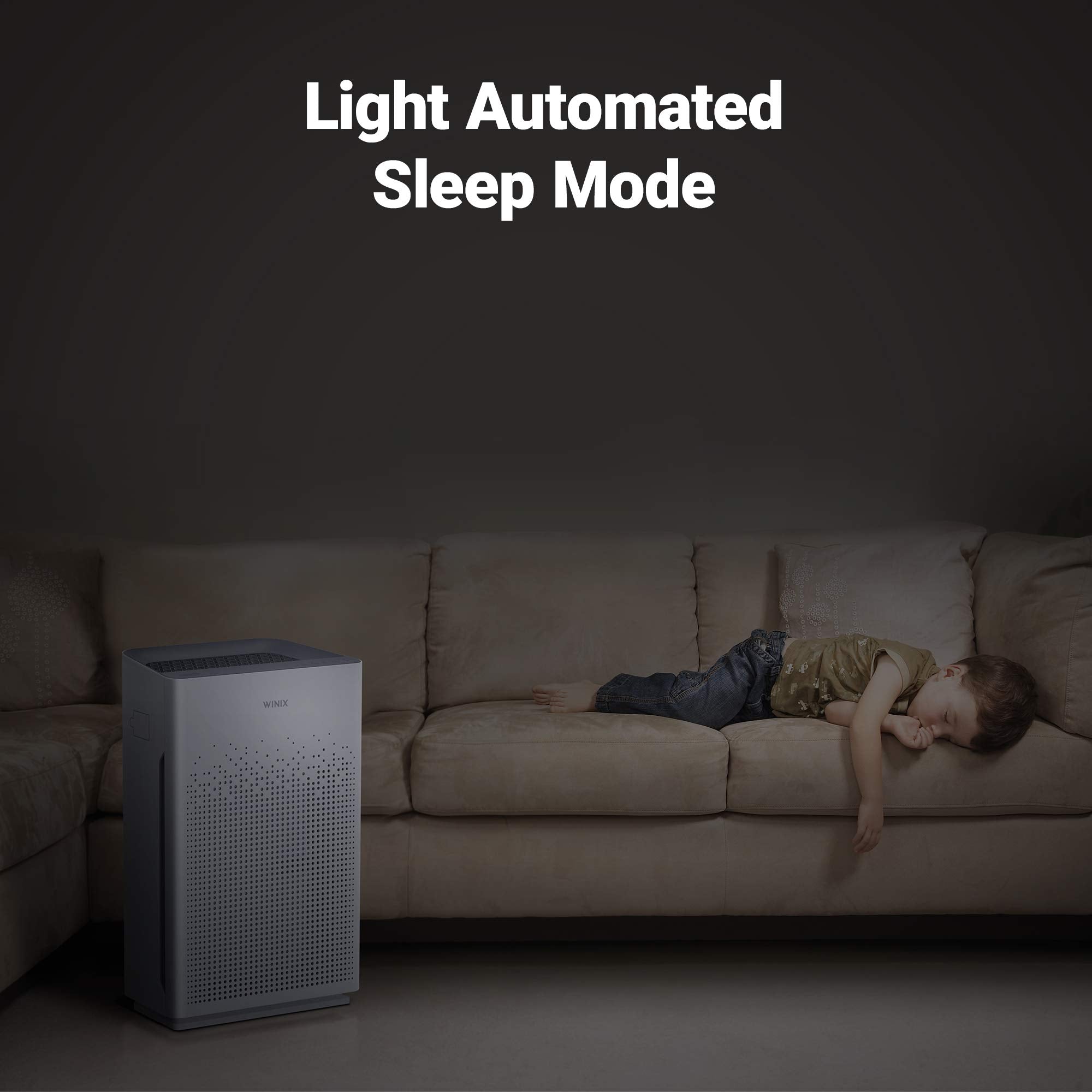 Winix AM90 in sleep mode delivering quiet operation at night
