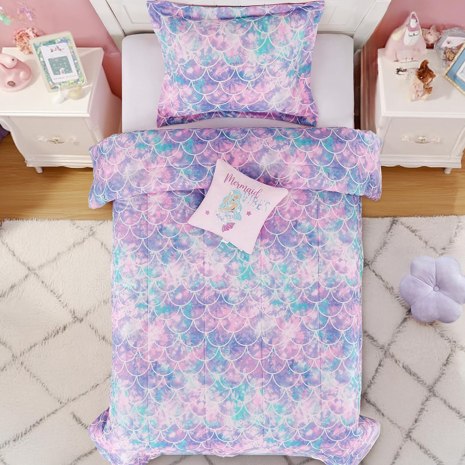 Wink Deer glow pattern mermaid lights up softly in the dark for bedtime magic.