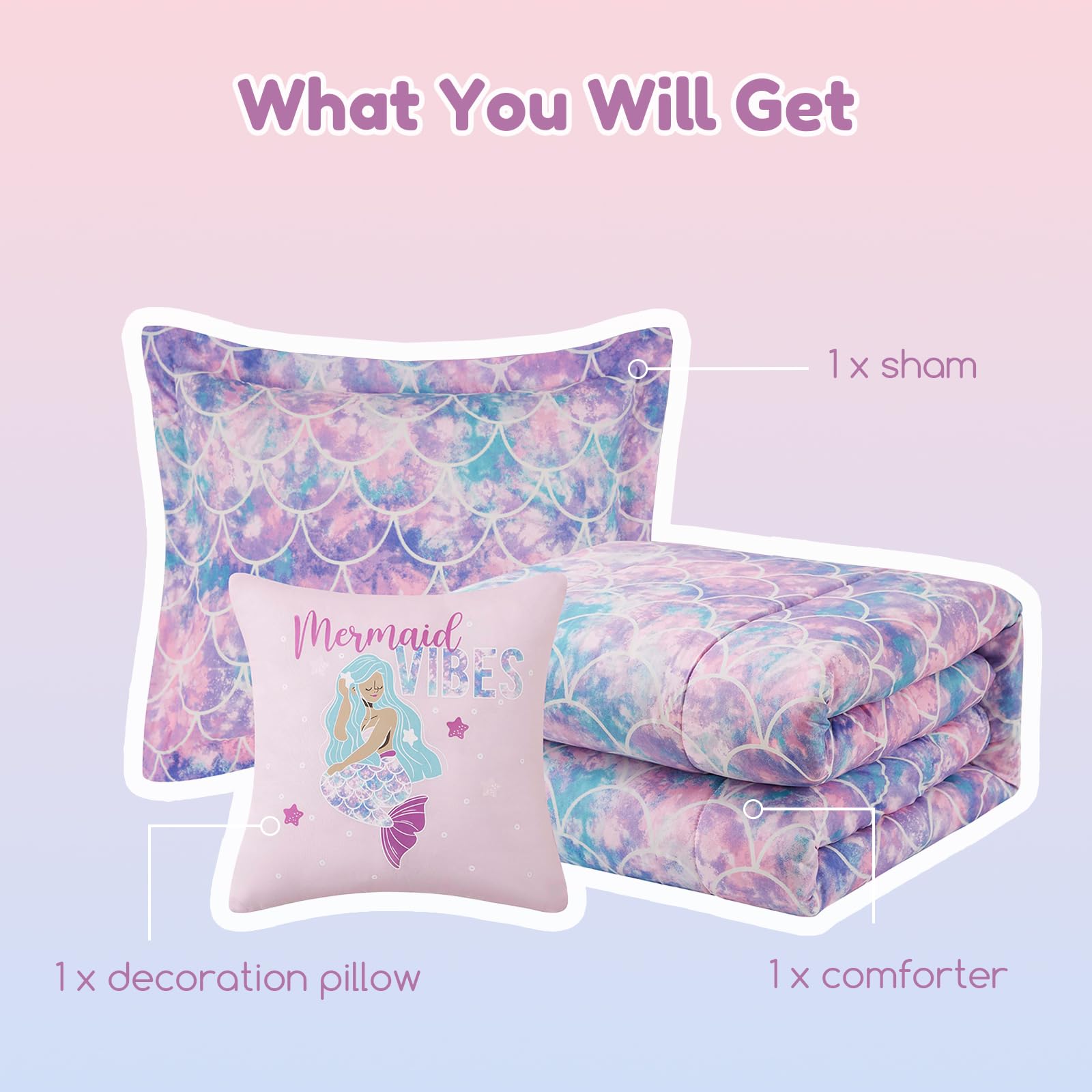 Wink Deer twin bedding set includes comforter, sham, and decorative pillow.