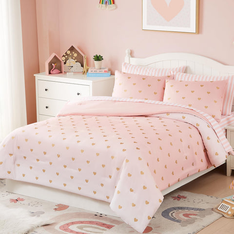 Wink Deer Gold Heart Foil accents on bedding add sparkle