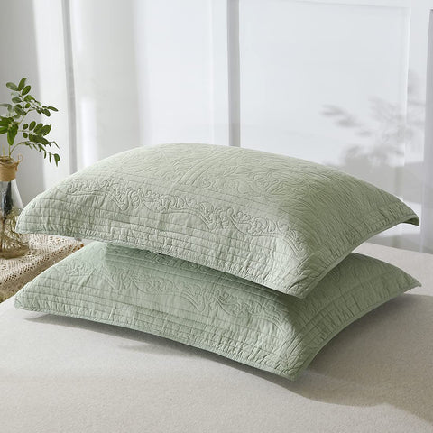 WINLIFE floral sage green pillow sham back view highlight color harmony