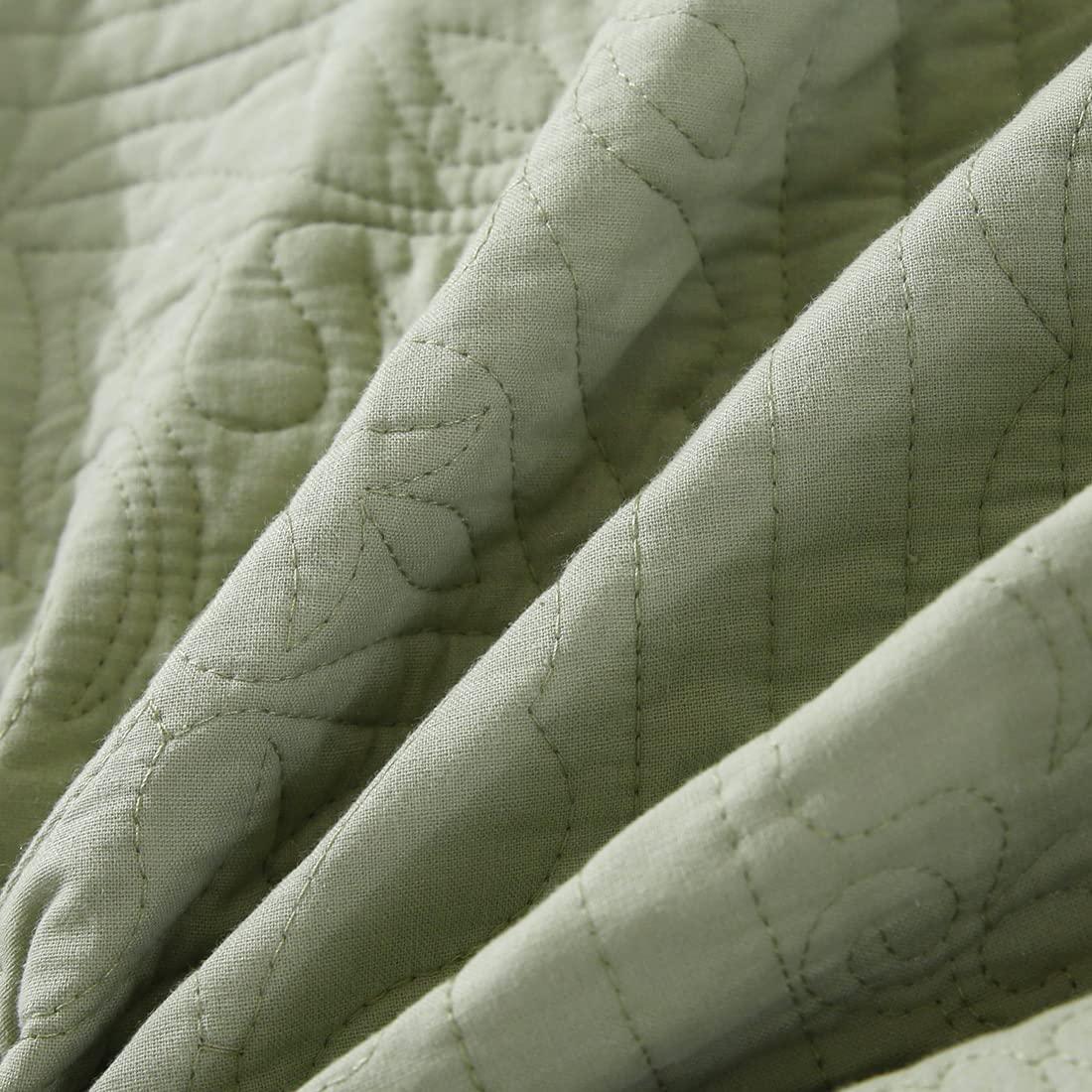 WINLIFE embroidered detail on sage green sham adds subtle decor flair