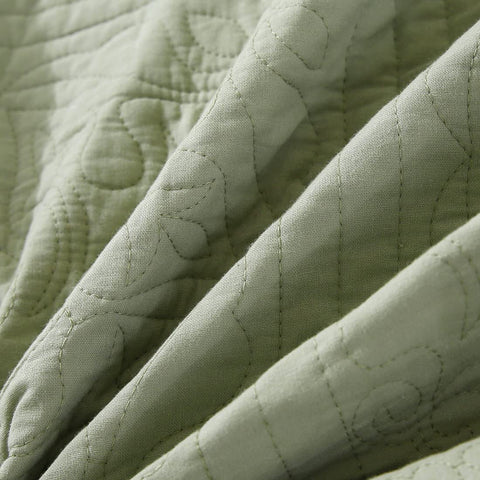 WINLIFE embroidered detail on sage green sham adds subtle decor flair