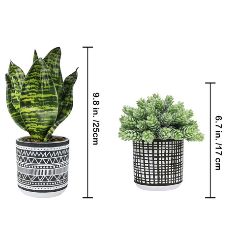 Winlyn artificial snake plant in concrete pot provides low-maintenance greenery for any space.