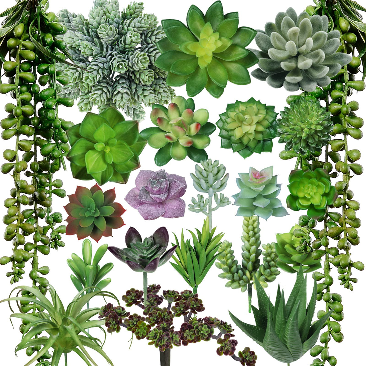 Winlyn artificial succulents bulk collection close-up for DIY decor
