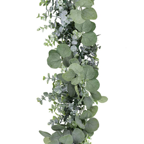 Close-up of Winlyn eucalyptus leaves highlighting durable, non-wilt design.