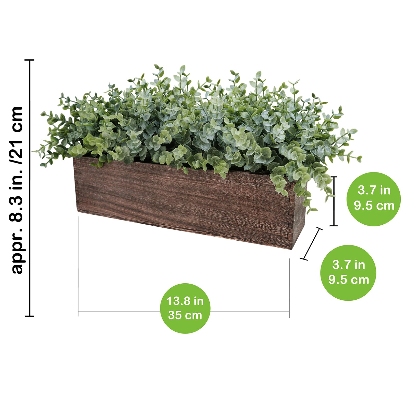 Winlyn wooden planter box adds warm rustic texture.