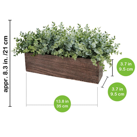 Winlyn wooden planter box adds warm rustic texture.