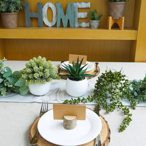 Winlyn hops artificial succulent in white pot offers a natural accent for office counters.