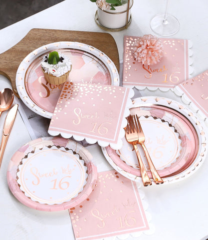 Winoo Design Rose Gold Sweet 16 9oz cups for spills-free sipping