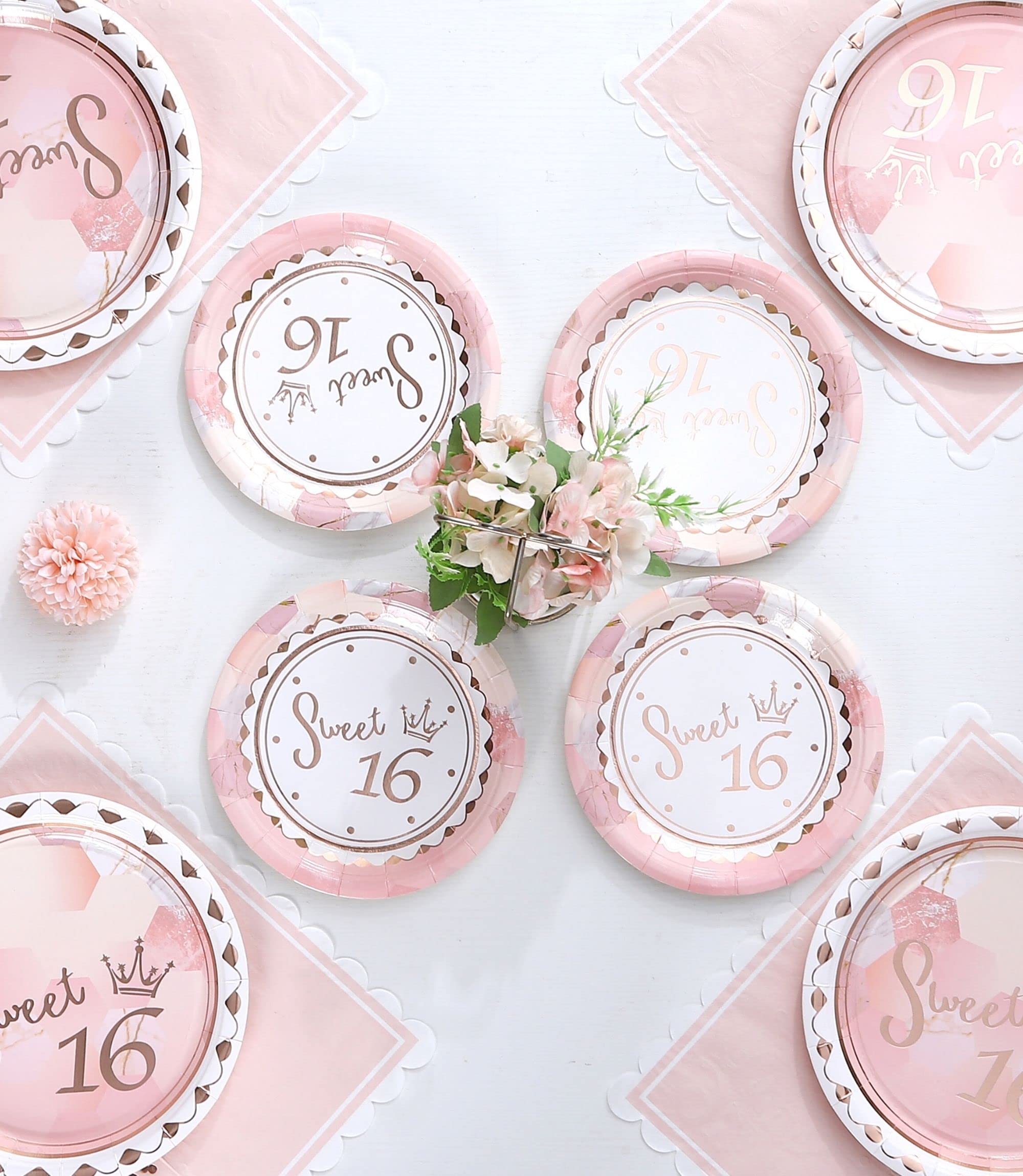 Winoo Design Rose Gold Sweet 16 party pack for hassle-free hosting