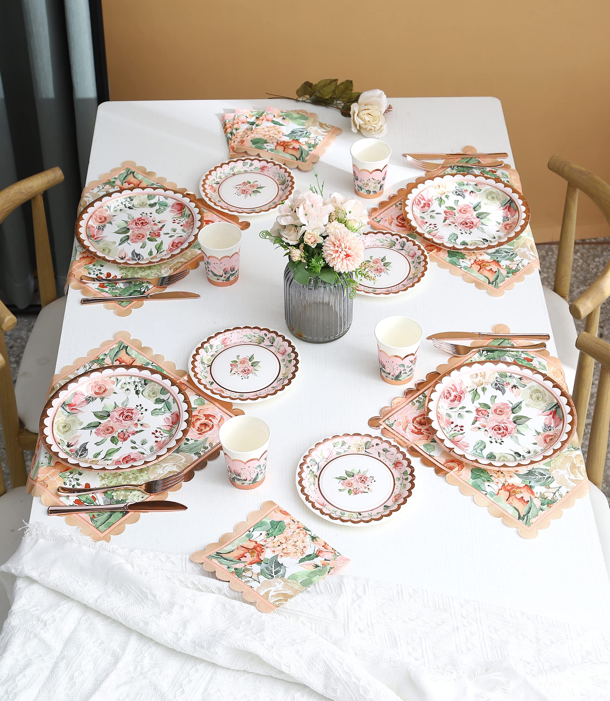 Winoo Design rose gold cups 9oz floral set for any party