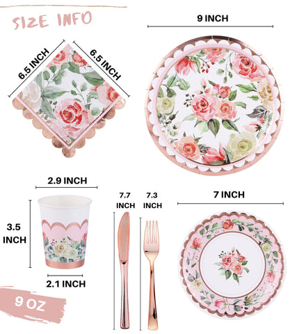 Winoo Design vintage floral rose gold 7-inch plates for tea parties