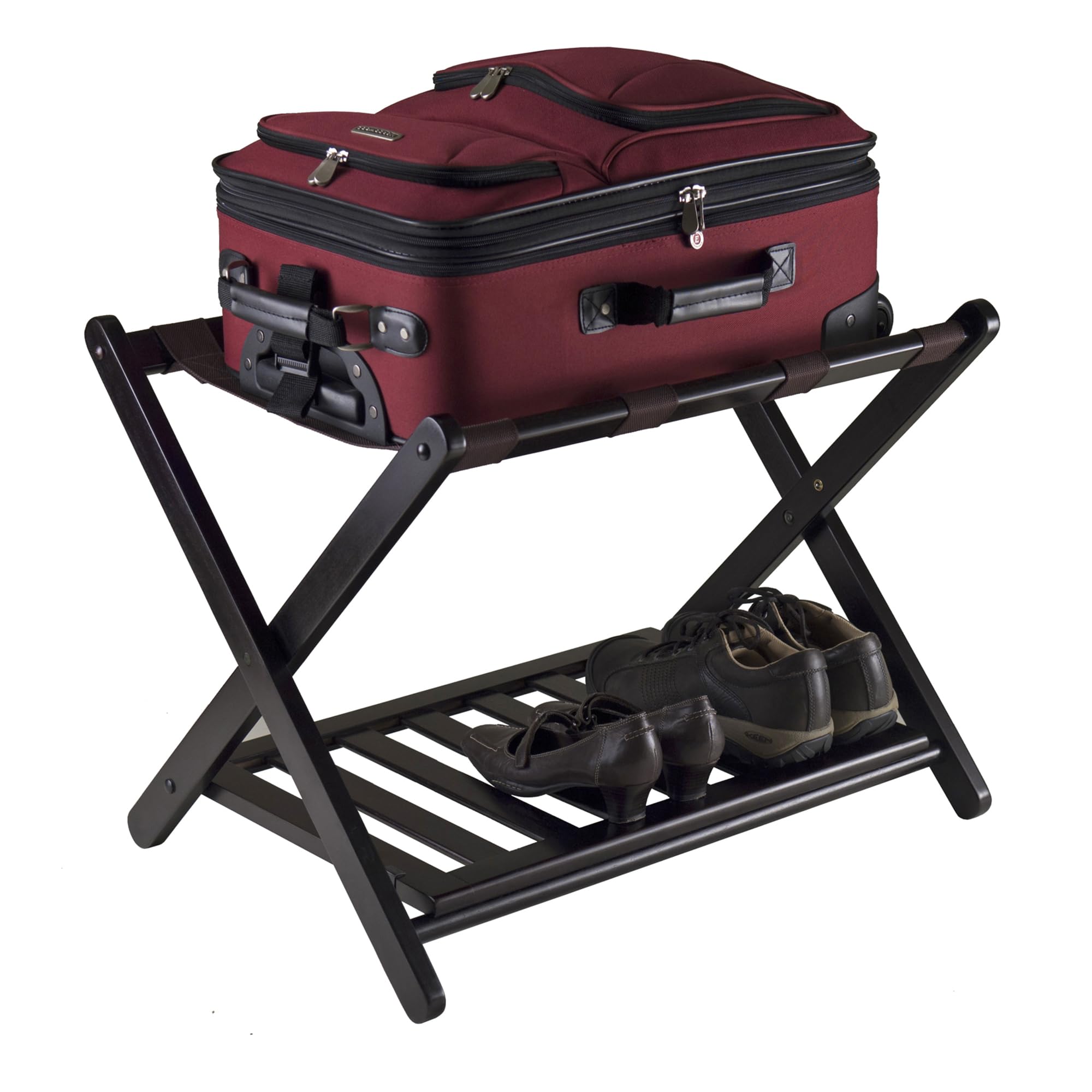 Winsome Reese luggage rack dimensions 26.54 x 18.66 x 20 inches for planning.