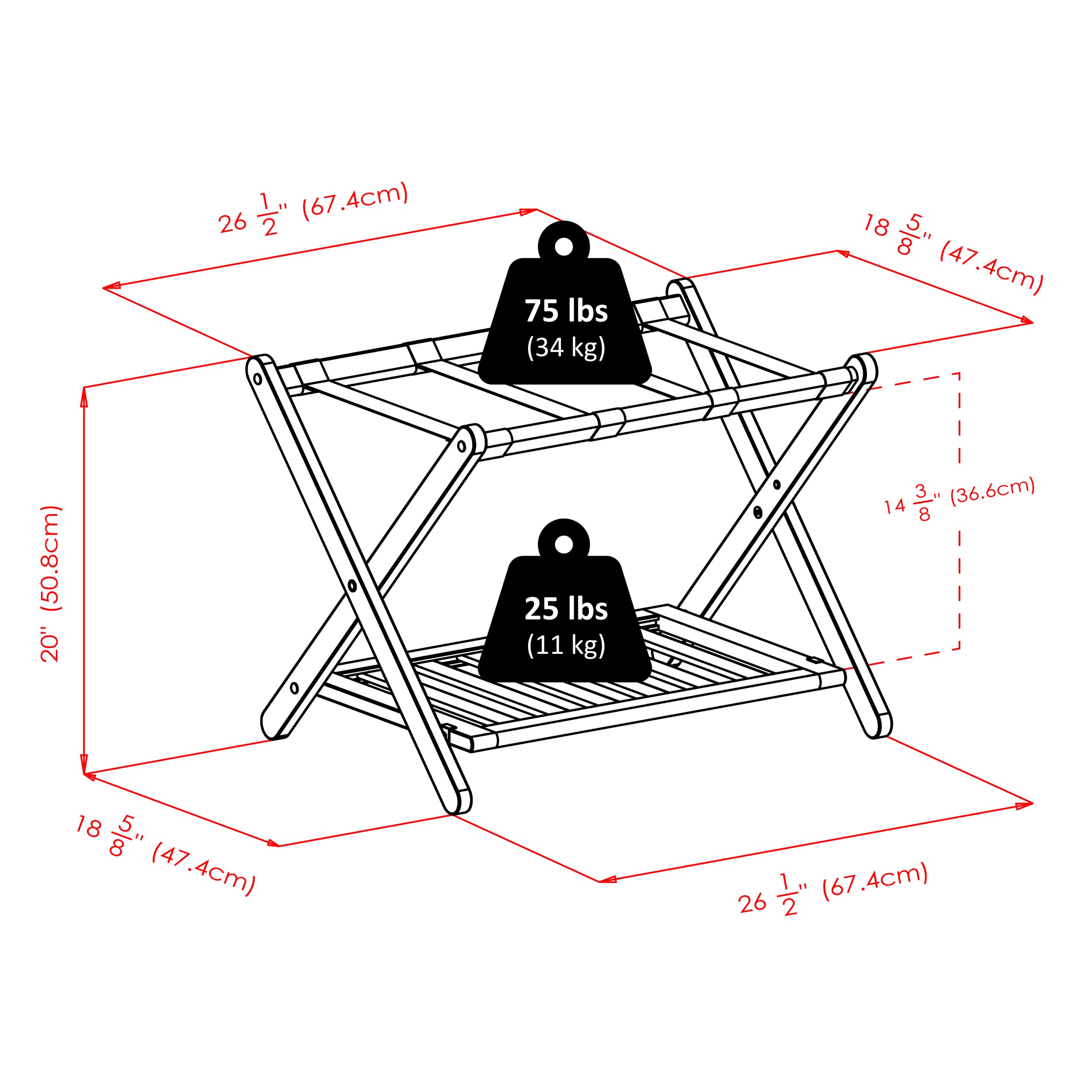 Winsome Reese luggage rack cappuccino ships fully assembled and ready to use