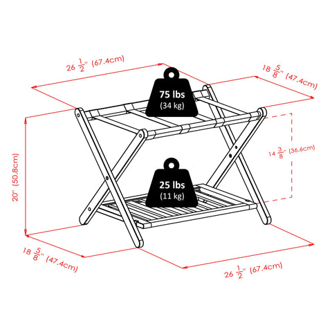 Winsome Reese luggage rack cappuccino ships fully assembled and ready to use