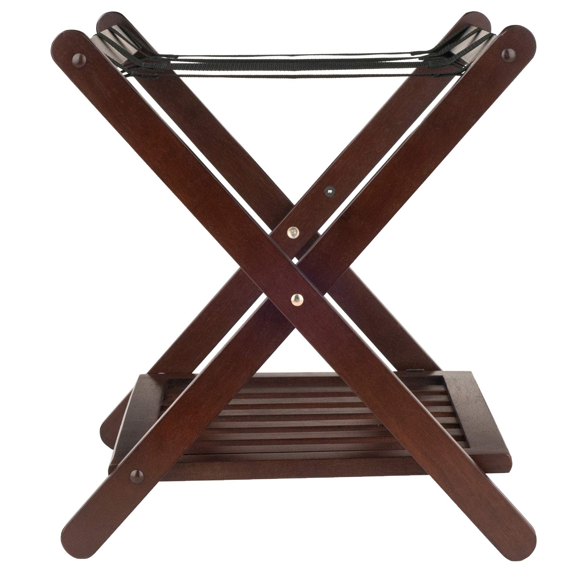 Winsome Reese luggage rack cappuccino lower shelf keeps shoes or items organized