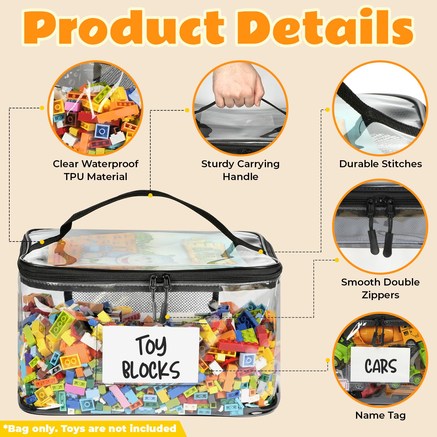 WinzMil 6-pack extra large clear design helps spot bulky toys instantly.