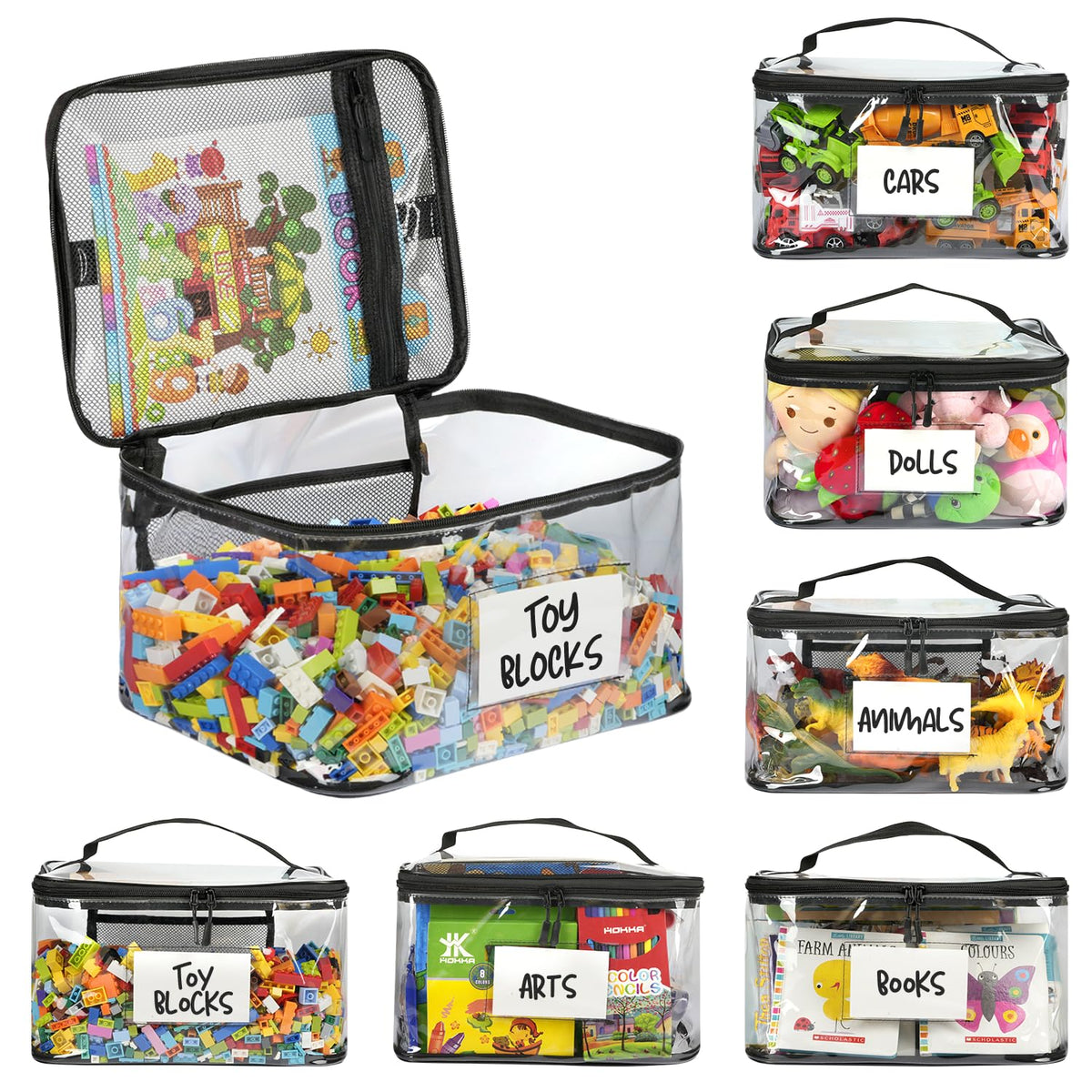 WinzMil toy storage bag with top mesh pocket for organized playroom accessories.