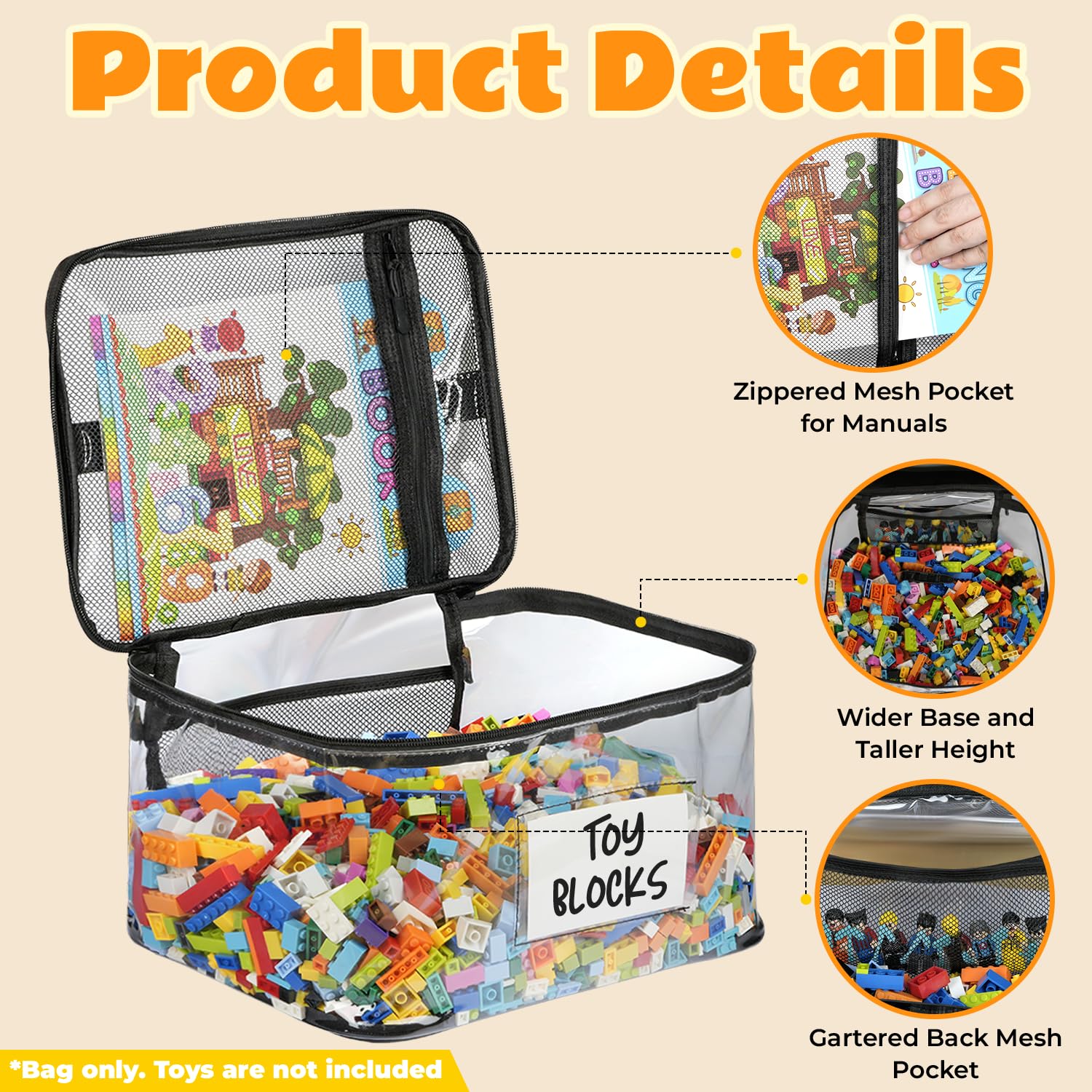 WinzMil travel-friendly handles simplify portable toy organization.