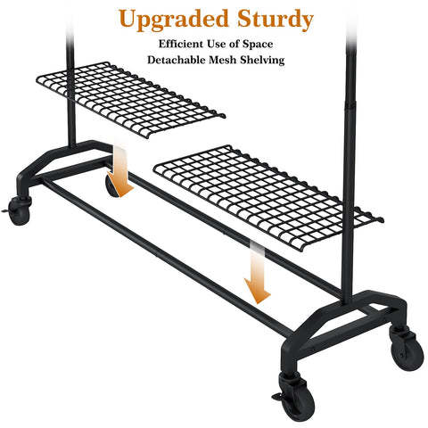 Wiracks rolling garment rack ideal for dorms, apartments, or workshops.