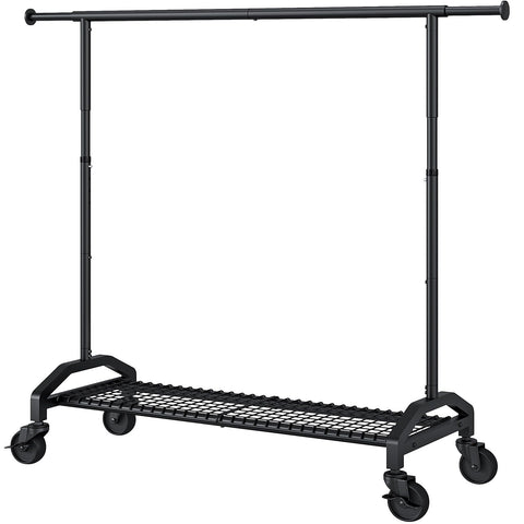 Wiracks heavy duty clothes rack side view shows a sturdy frame for durable garment storage.