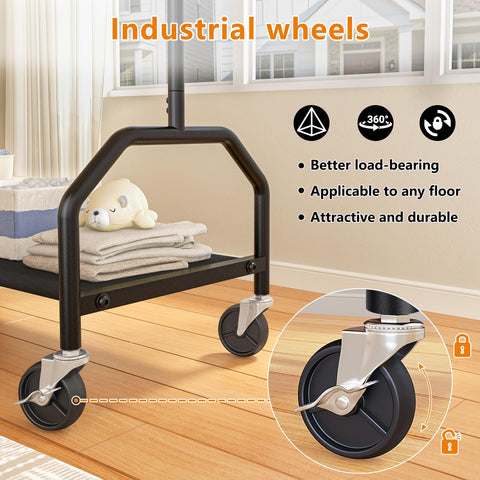 Wiracks industrial wheels roll smoothly on hardwood floors for flexible placement.
