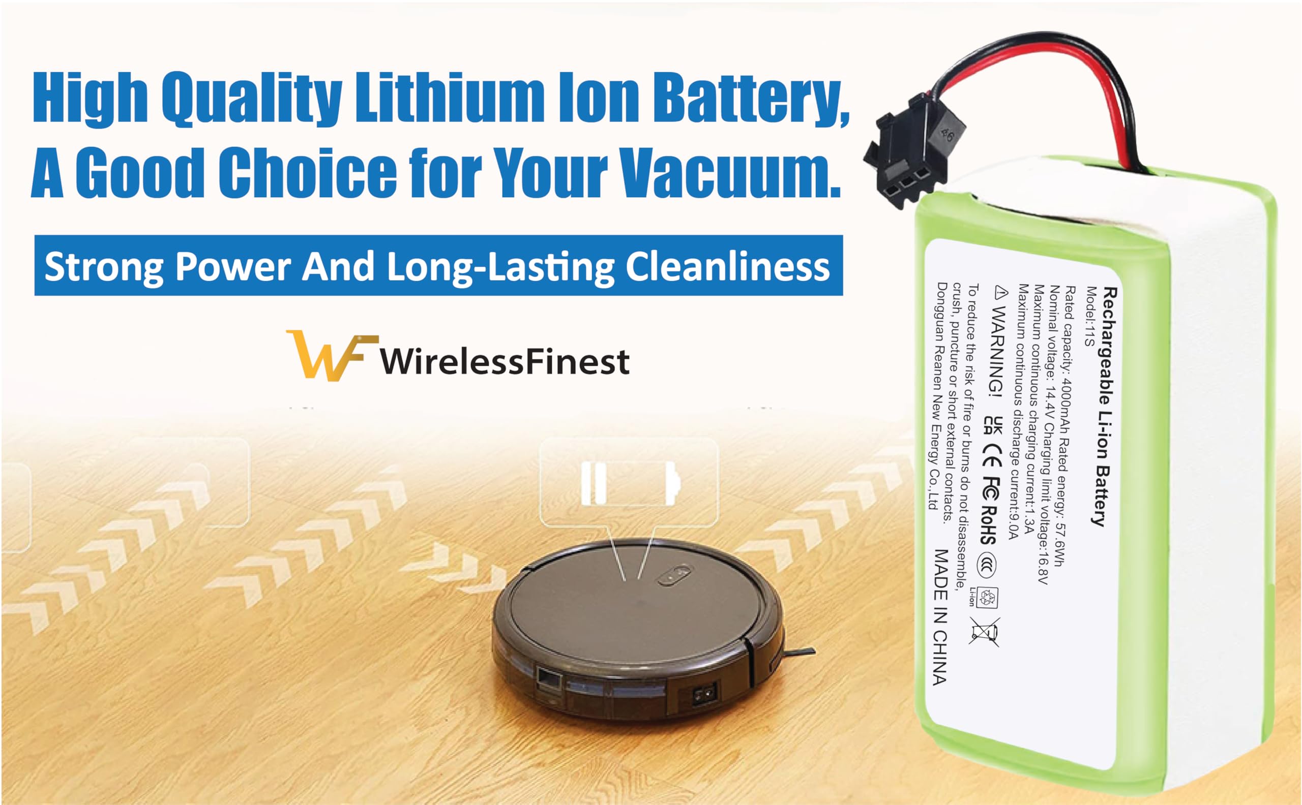 WirelessFinest replacement battery for Eufy RoboVac 15C/T series improves runtime.