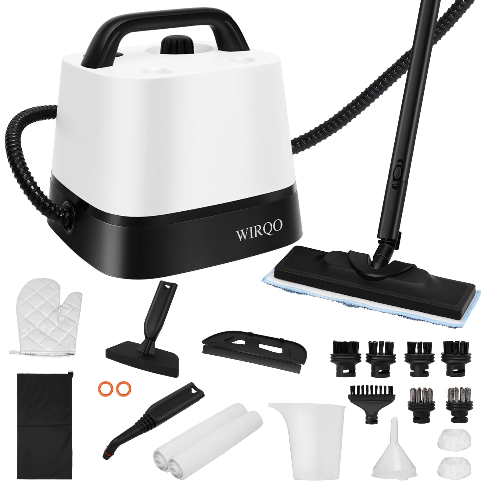 WIRQO Steam Cleaner with 24 attachments powering versatile, chemical-free cleaning for every room.