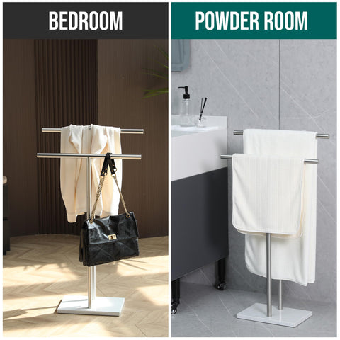 WISATO double T-shape drying stand provides easy side access for towels.