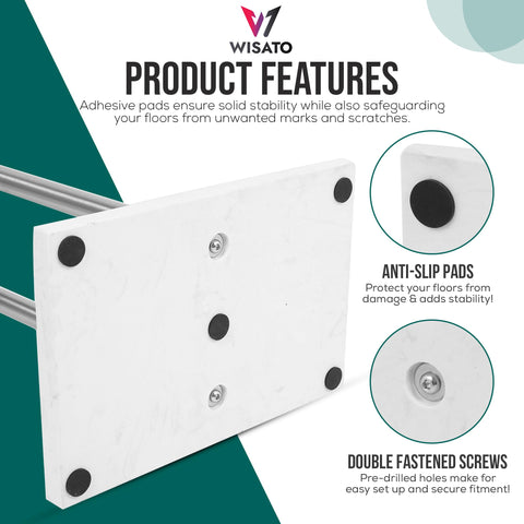 WISATO towel rack with flat rounded edges reduces snagging during towel removal.