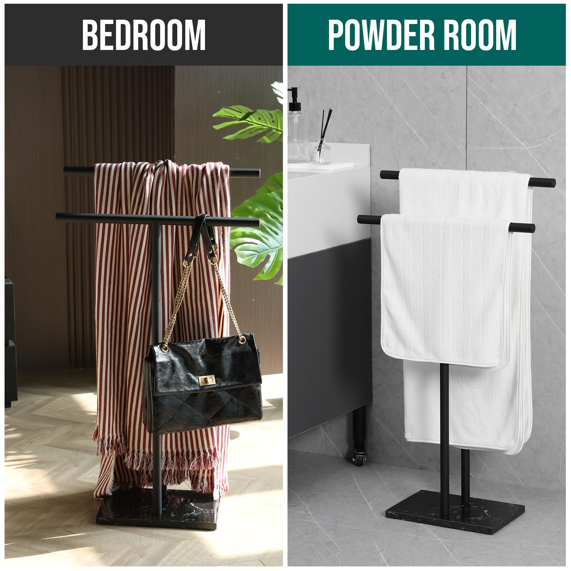WISATO 18-58 inch rods maximize drying space for larger towels.
