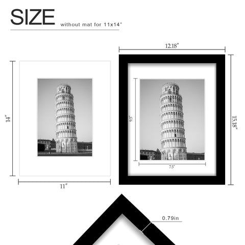 Wiscet 11x14 frame set9 mat inset, centers photos securely.
