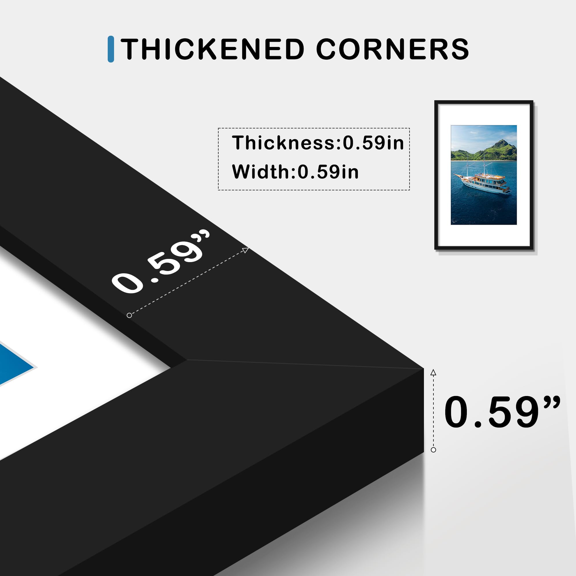 Wiscet MDF wood black frame complements minimalist decor while protecting prints