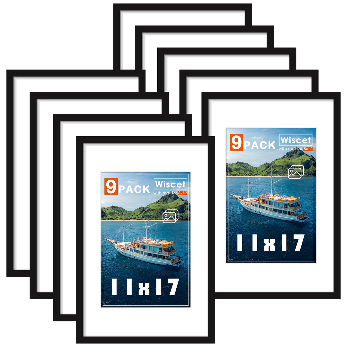 Wiscet 11x17 frame set 9 with mat highlights organized memories for wall display