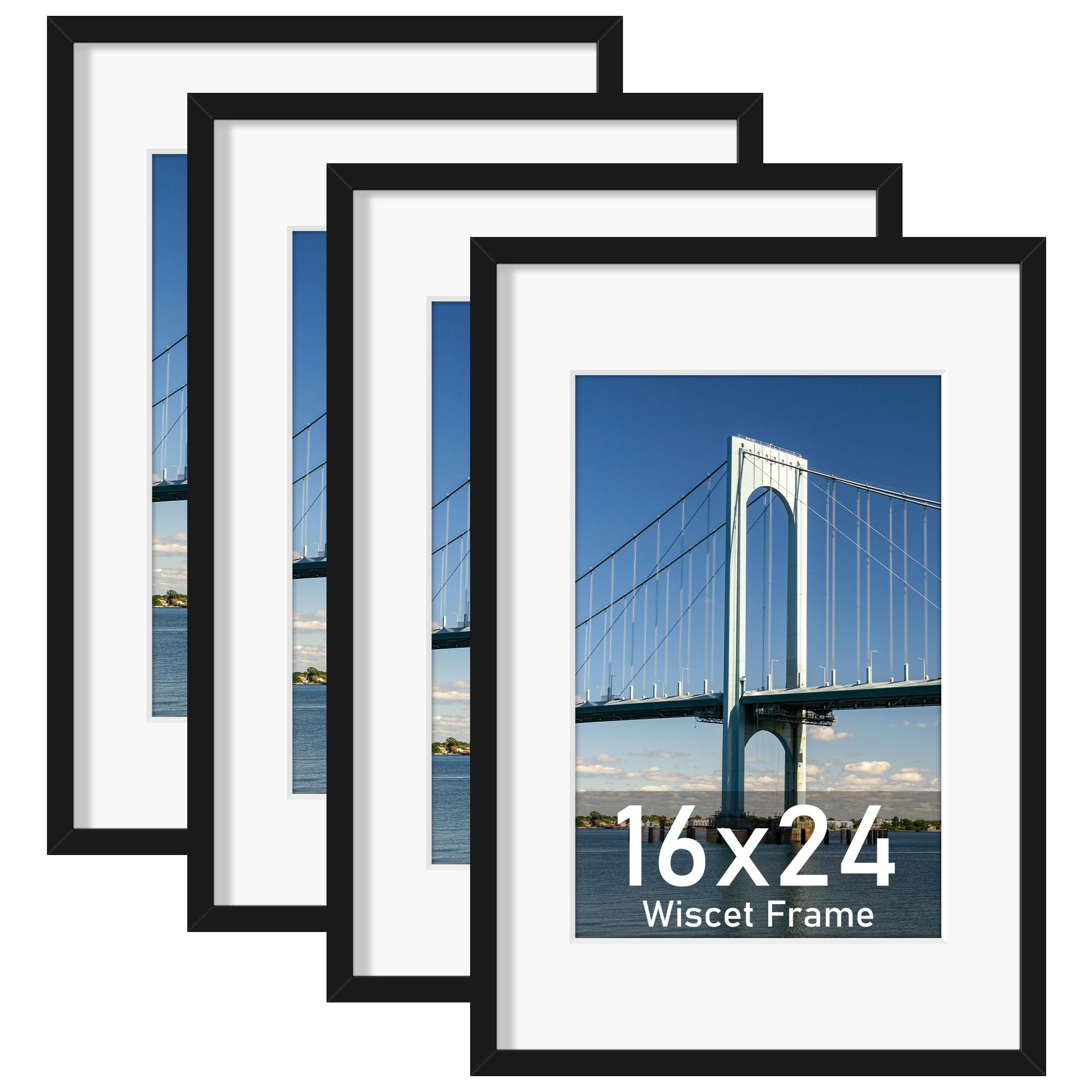 Wiscet 16x24 frame with mats for 12x18 photos, ideal for organized memories.