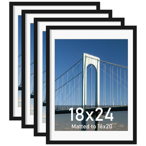Wiscet 18x24 frame with mat displays a 16x20 photo neatly for wall display.