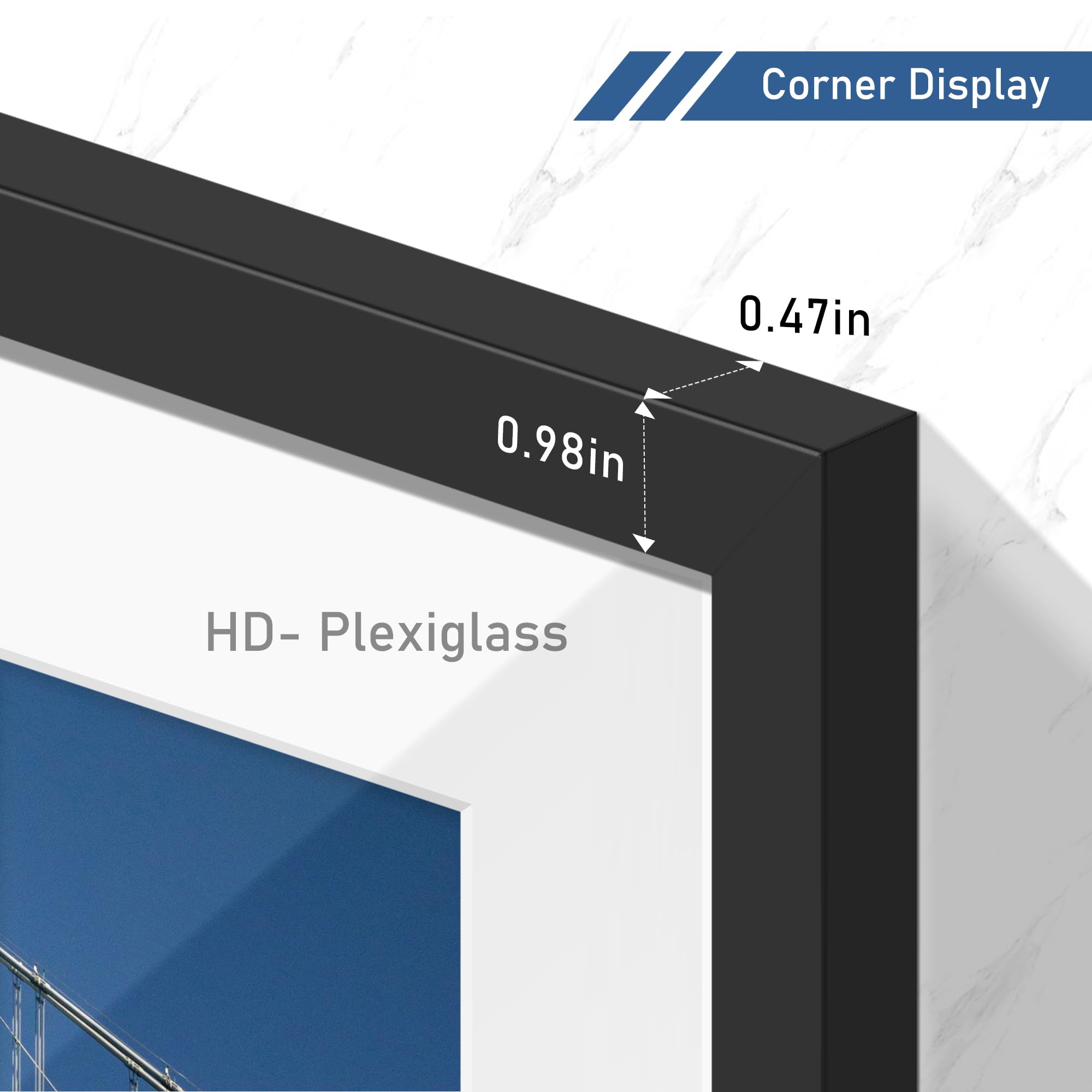 Wiscet frame with plexiglass protection, crystal clear view and dust resistance.